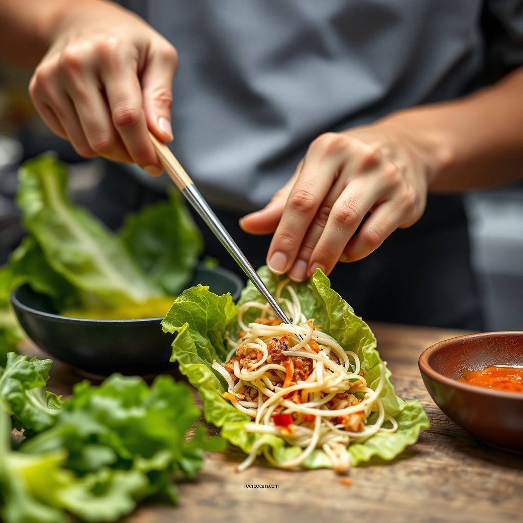 Preparing the Filling - lettuce wraps chinese recipe