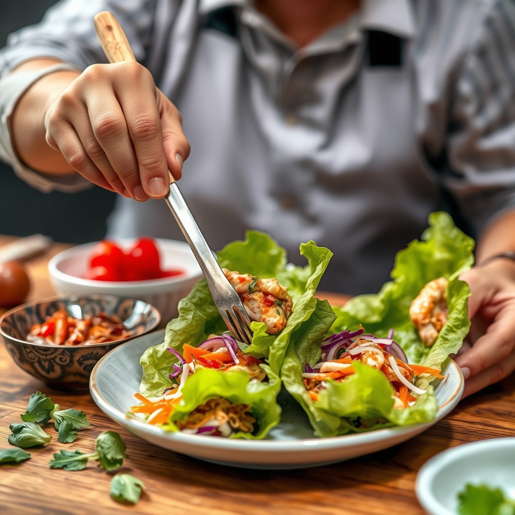 Preparing the Filling - lettuce wraps recipe