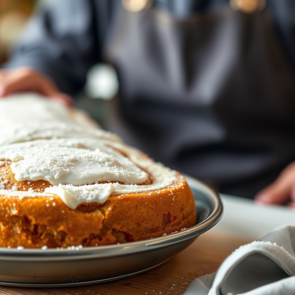 Baking the Roll - libby's pumpkin roll recipe