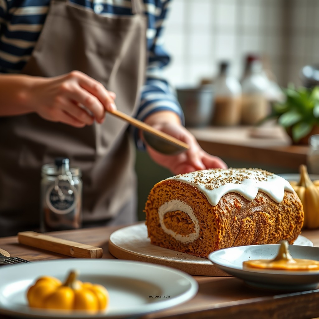 Preparing the Pumpkin Cake - libby's pumpkin roll recipe