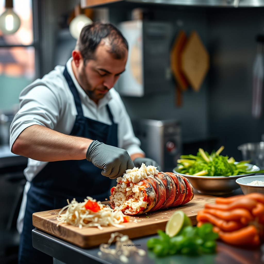 Preparing the Lobster Meat - lobster roll recipe