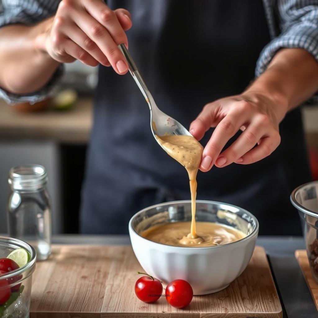 Preparing the Dressing - lunds cherry chicken salad recipe