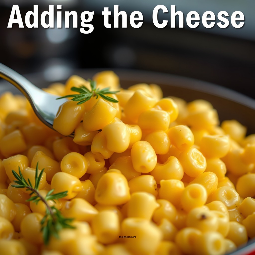 Adding the Cheese - mac and cheese sauce recipe