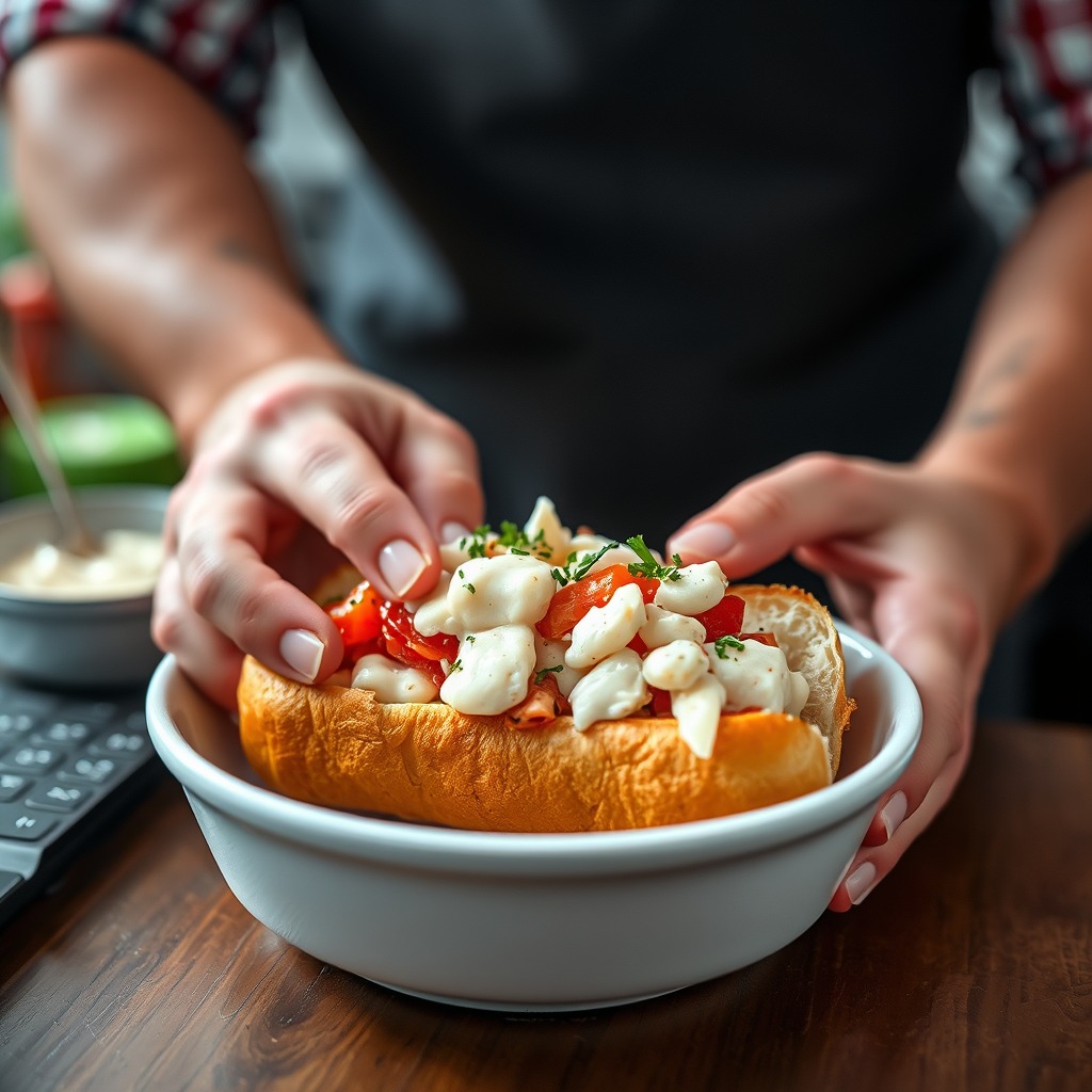 Making the Dressing - maine lobster roll recipe