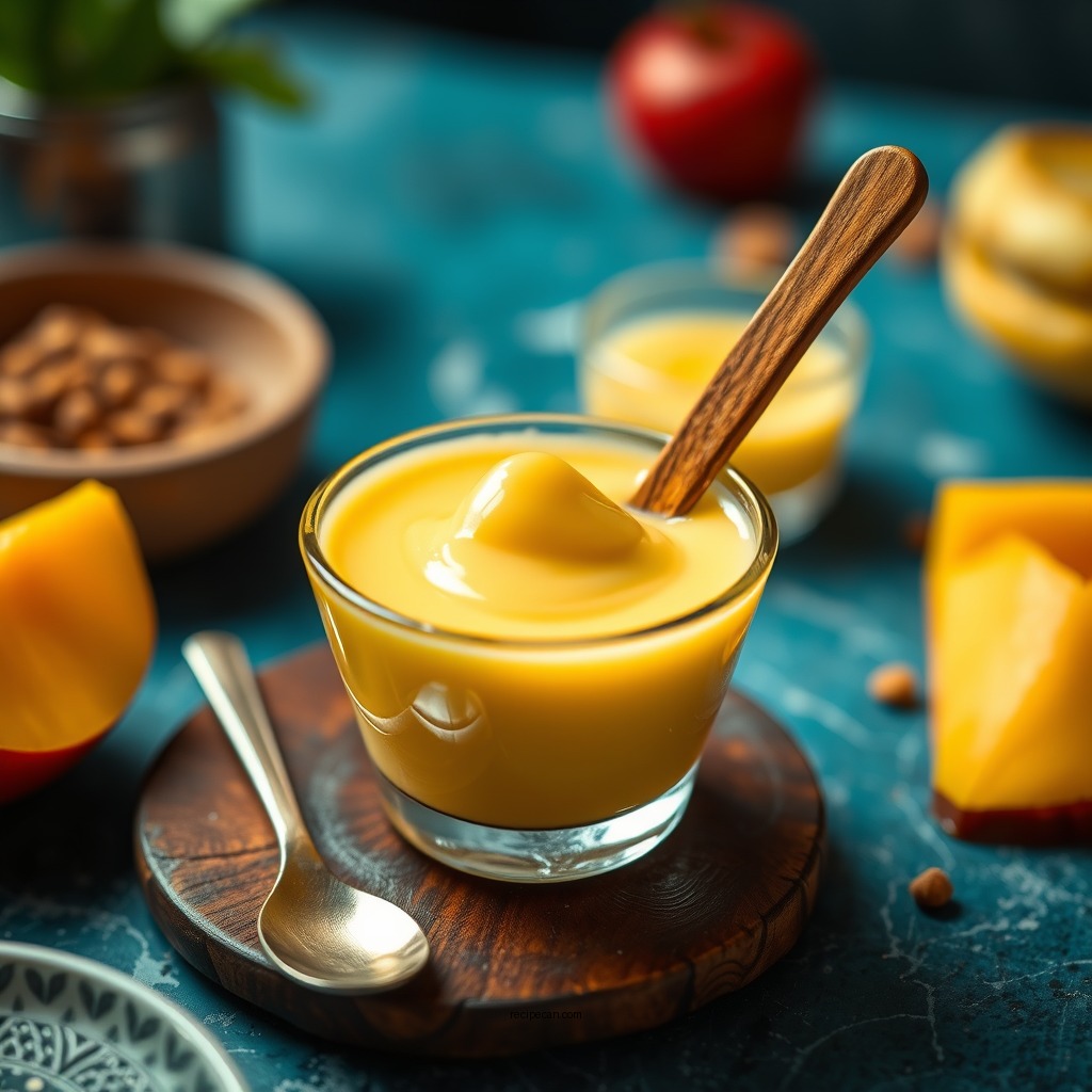 Cooking the Custard - mango custard recipe