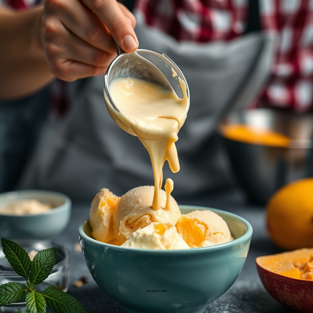 Mixing the Ice Cream Base - mango ice cream recipe for ice cream maker