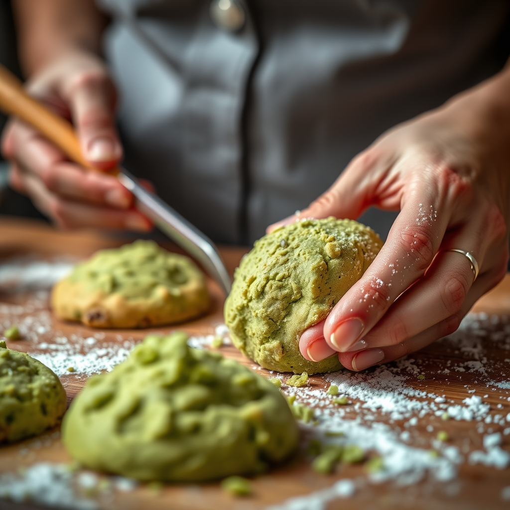 Preparing the Cookie Dough - matcha cookie recipe