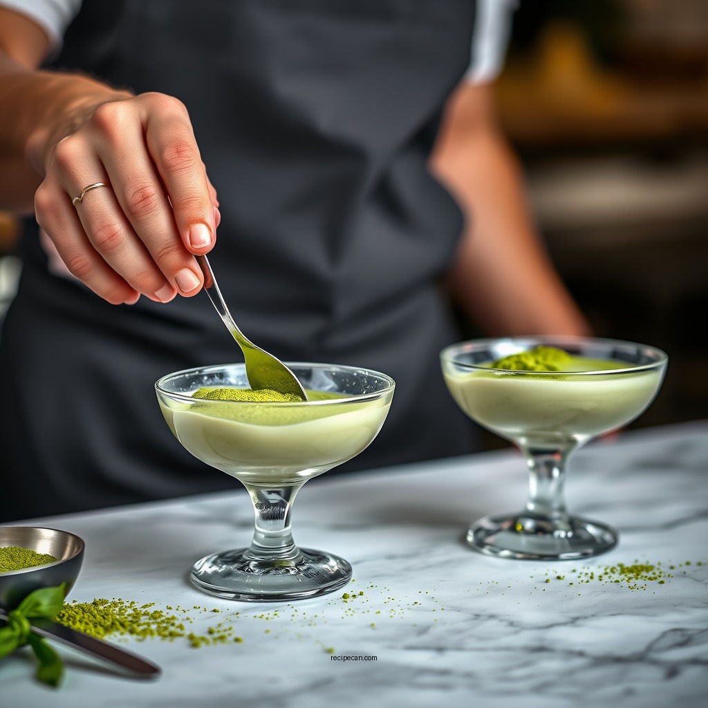 Preparing the Matcha Base - matcha mousse recipe