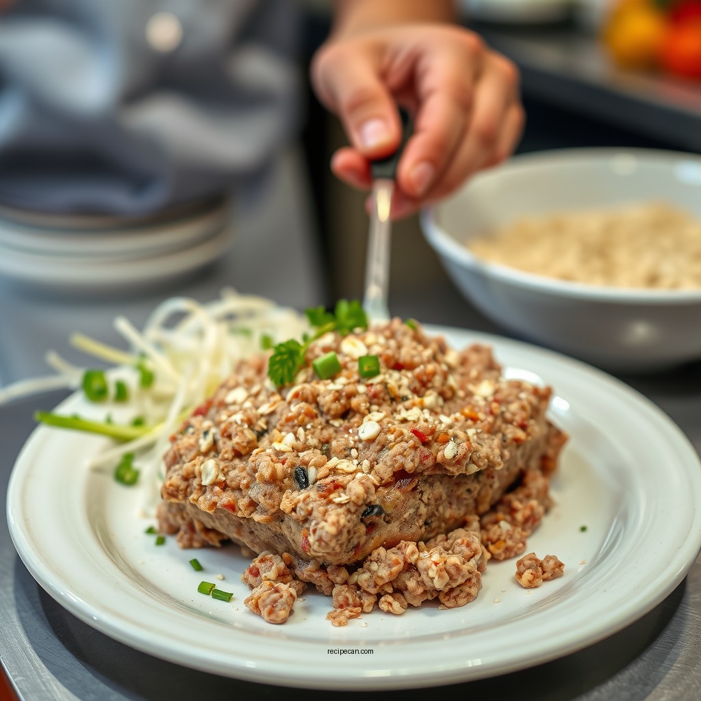 Preparing the Meat Mixture - meatloaf recipe quaker oats