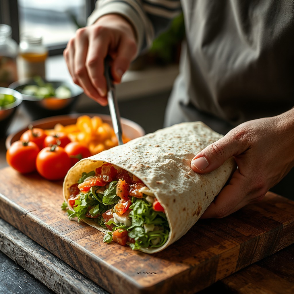 Preparing the Wrap Base - mediterranean wrap recipe