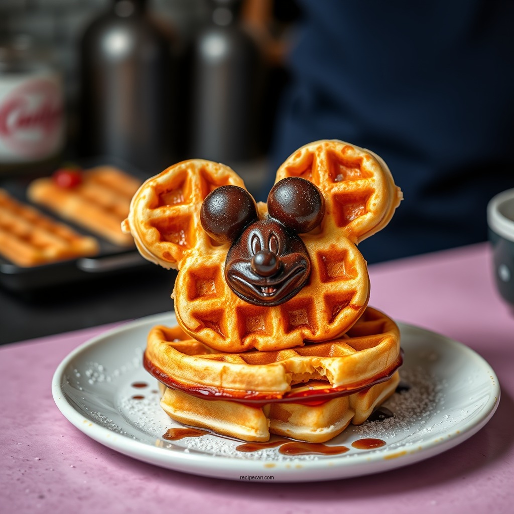 Cooking the Waffles - mickey mouse waffle recipe