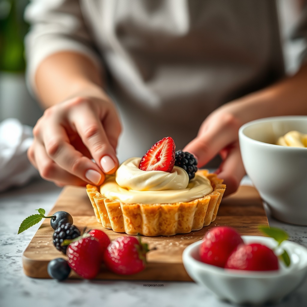 Preparing the Creamy Filling - mini fruit tart recipe