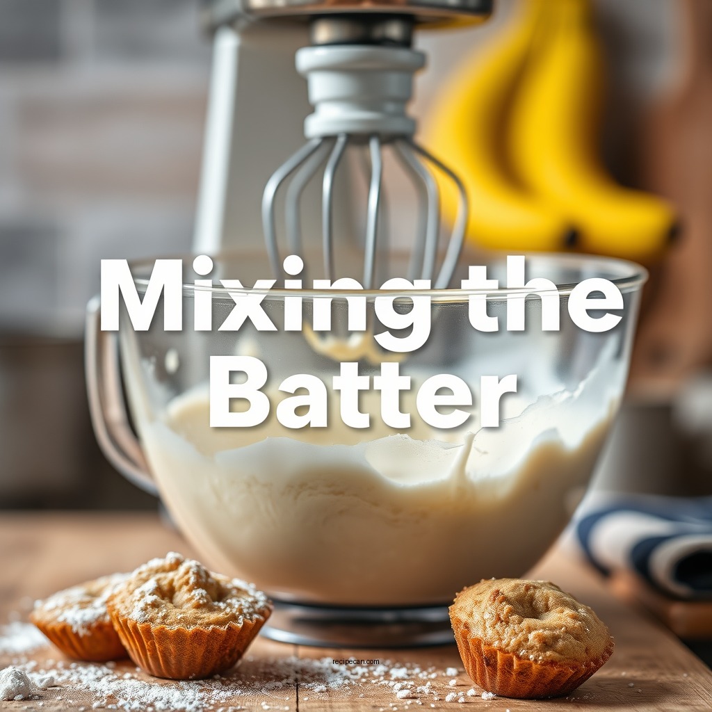 Mixing the Batter - moist banana muffin recipe