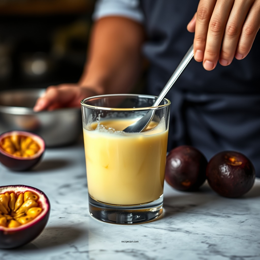 Preparing the Passion Fruit Base - mousse de maracuja recipe