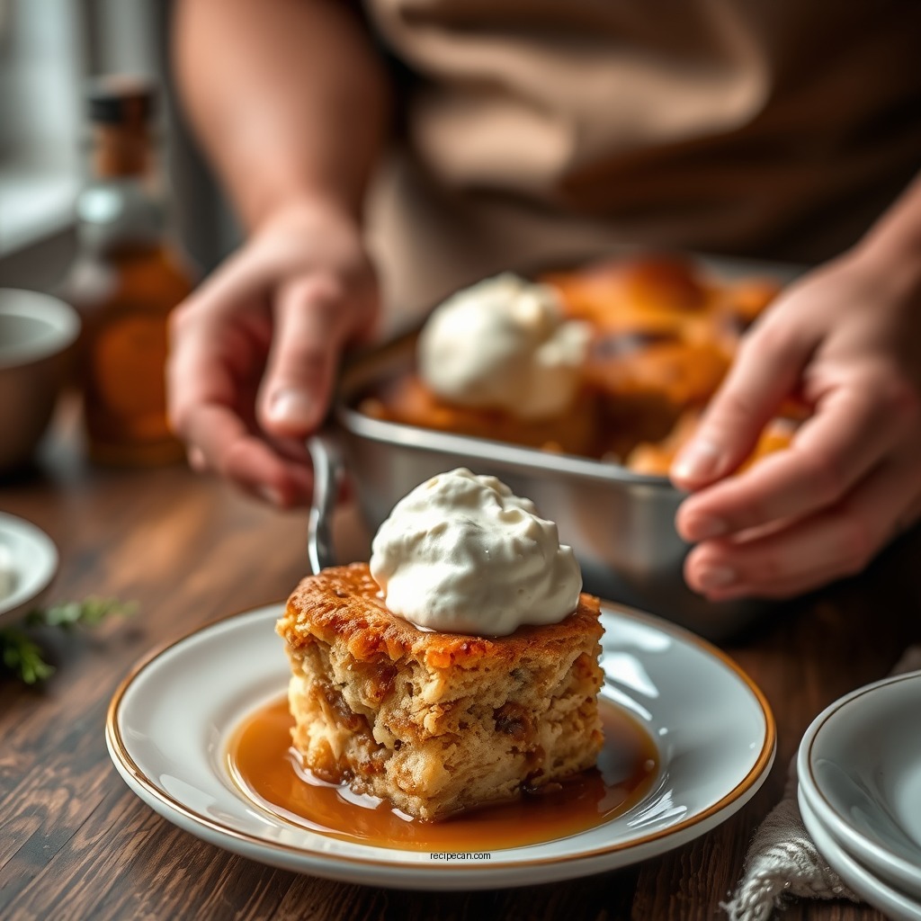 Baking the Bread Pudding - new orleans bread pudding with rum sauce recipe