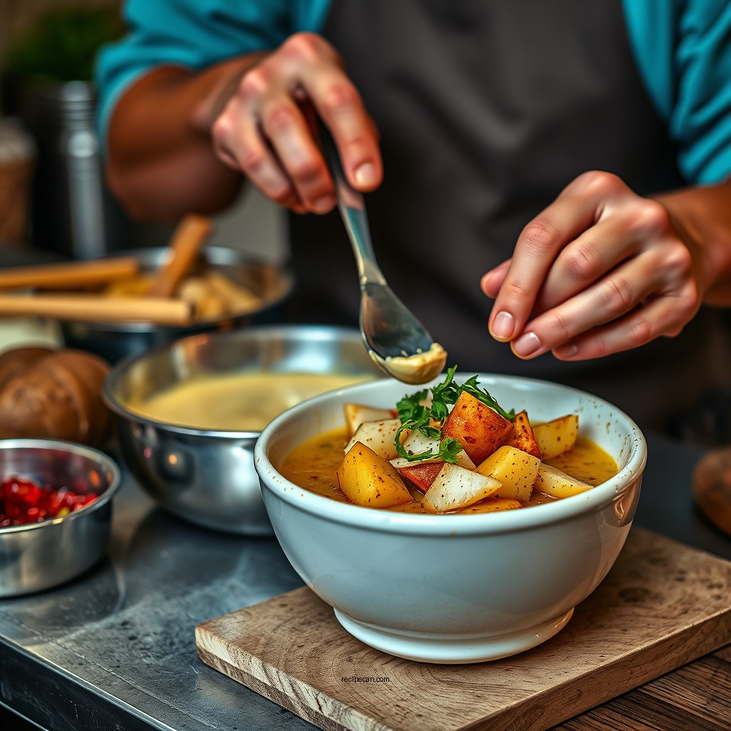 Preparing the Potatoes - newk's loaded potato soup recipe