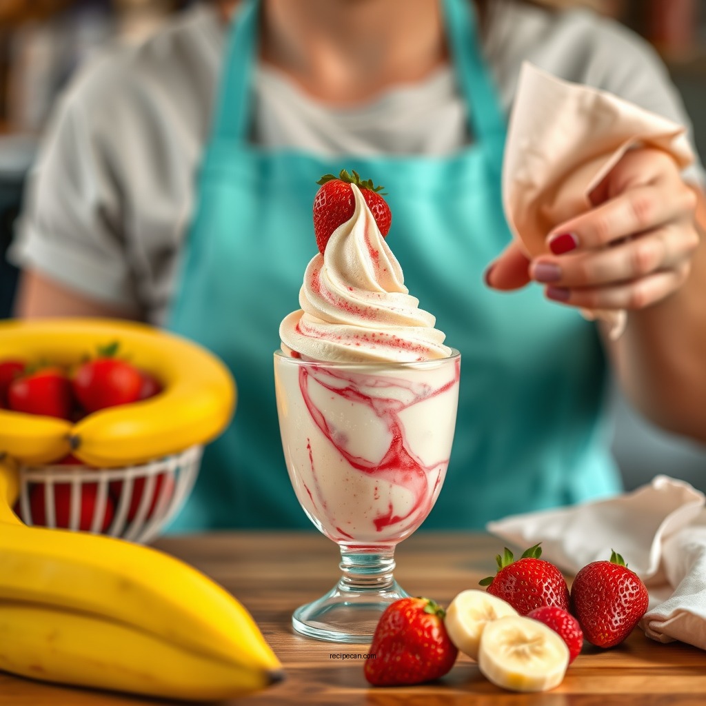 Banana Strawberry Swirl Ice Cream - ninja creami banana ice cream recipes