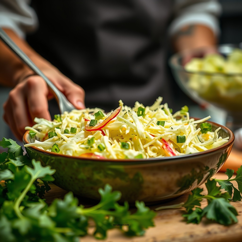 Preparing the Coleslaw - no mayo coleslaw recipe