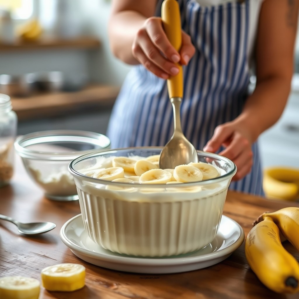 Preparing the Pudding Base - not yo mama's banana pudding paula deen recipe