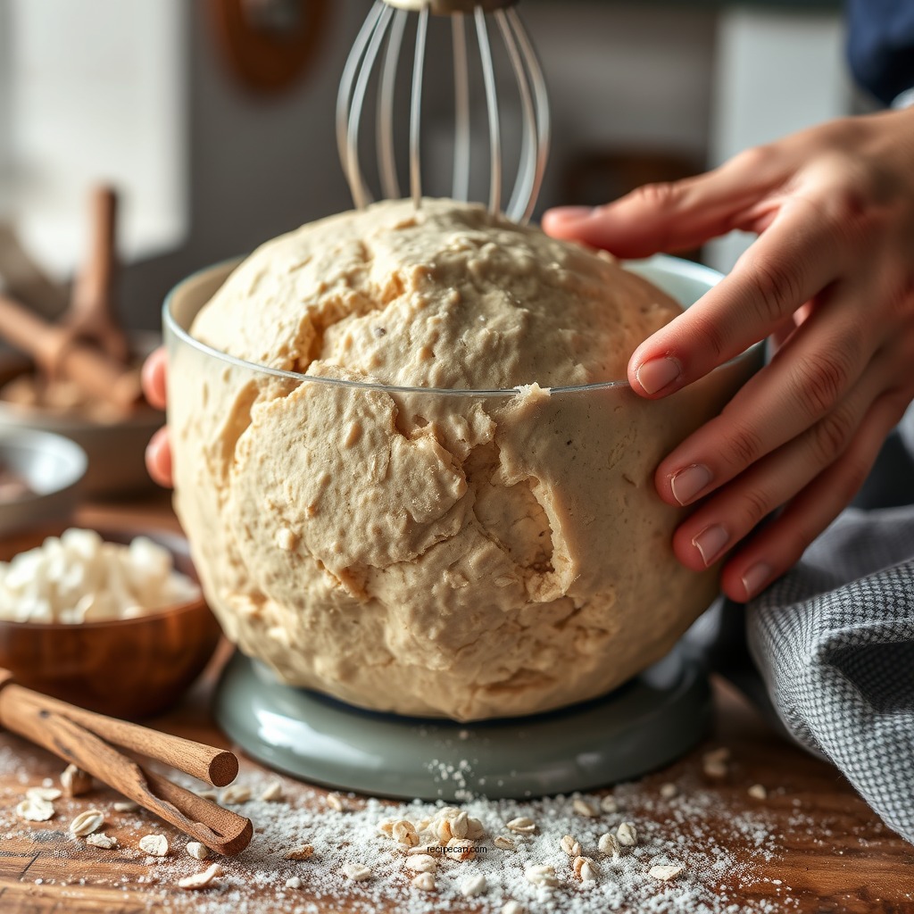 Mixing and Kneading the Dough - oat bread recipe for bread machine