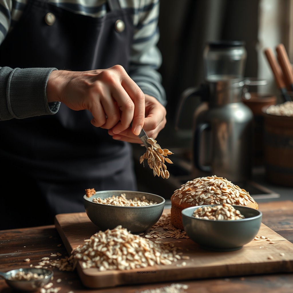 Preparing the Oats - oat cake recipe
