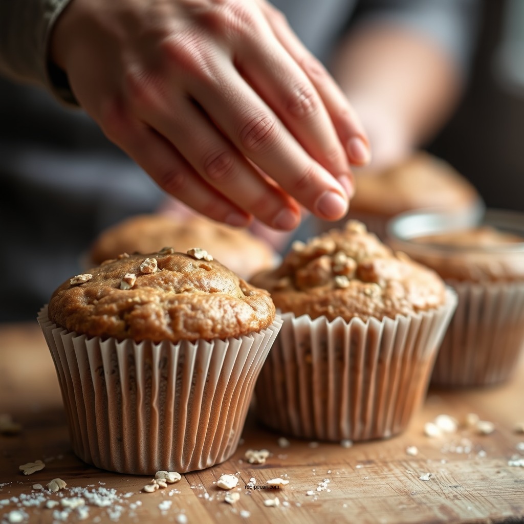 Mixing the Batter - oat muffins recipe
