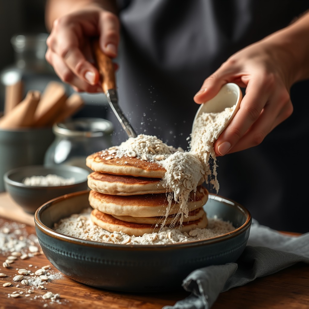 Preparing the Oat Flour - oat pancakes recipe