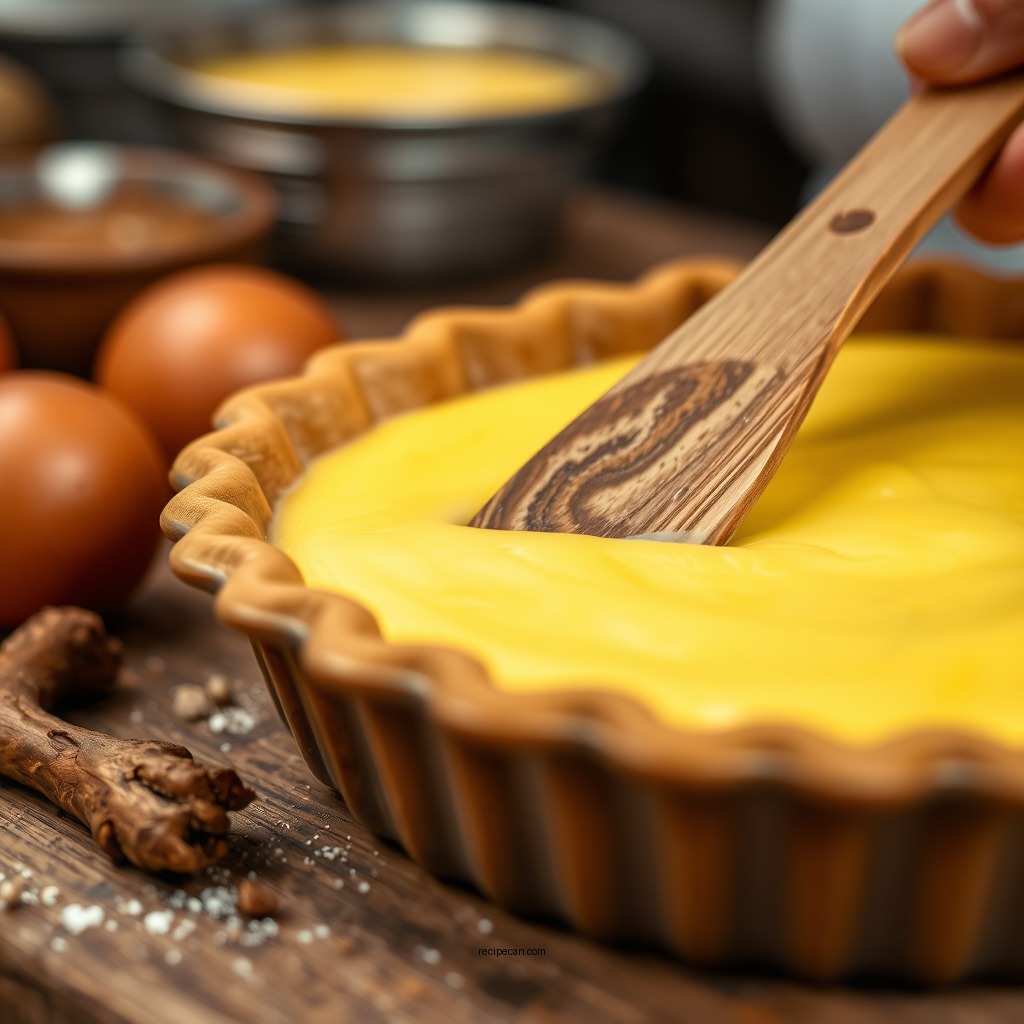 Making the Custard Filling - old fashioned egg custard pie recipe
