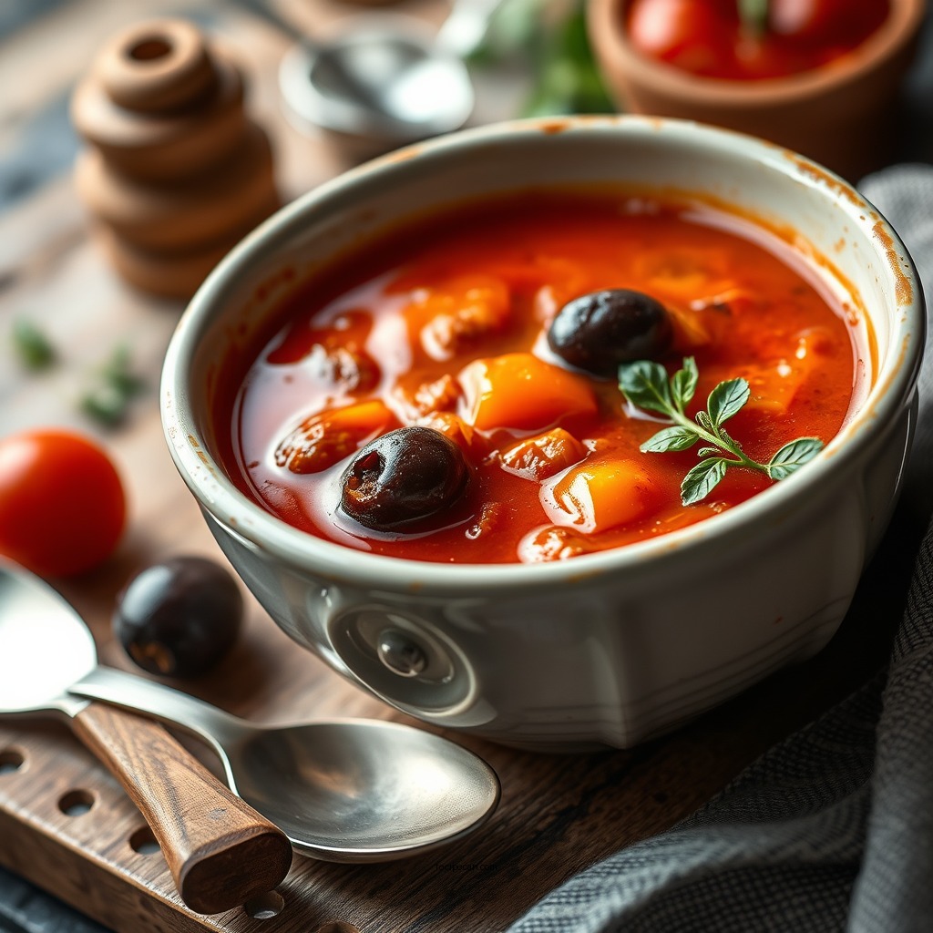 Spicy Olive and Tomato Soup - olive soup recipes