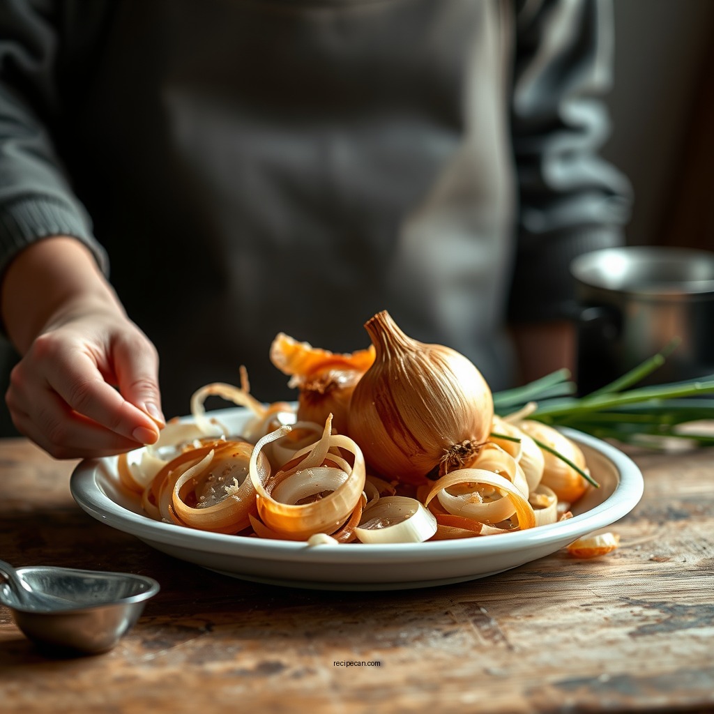 Preparing the Onions - onion tart recipe
