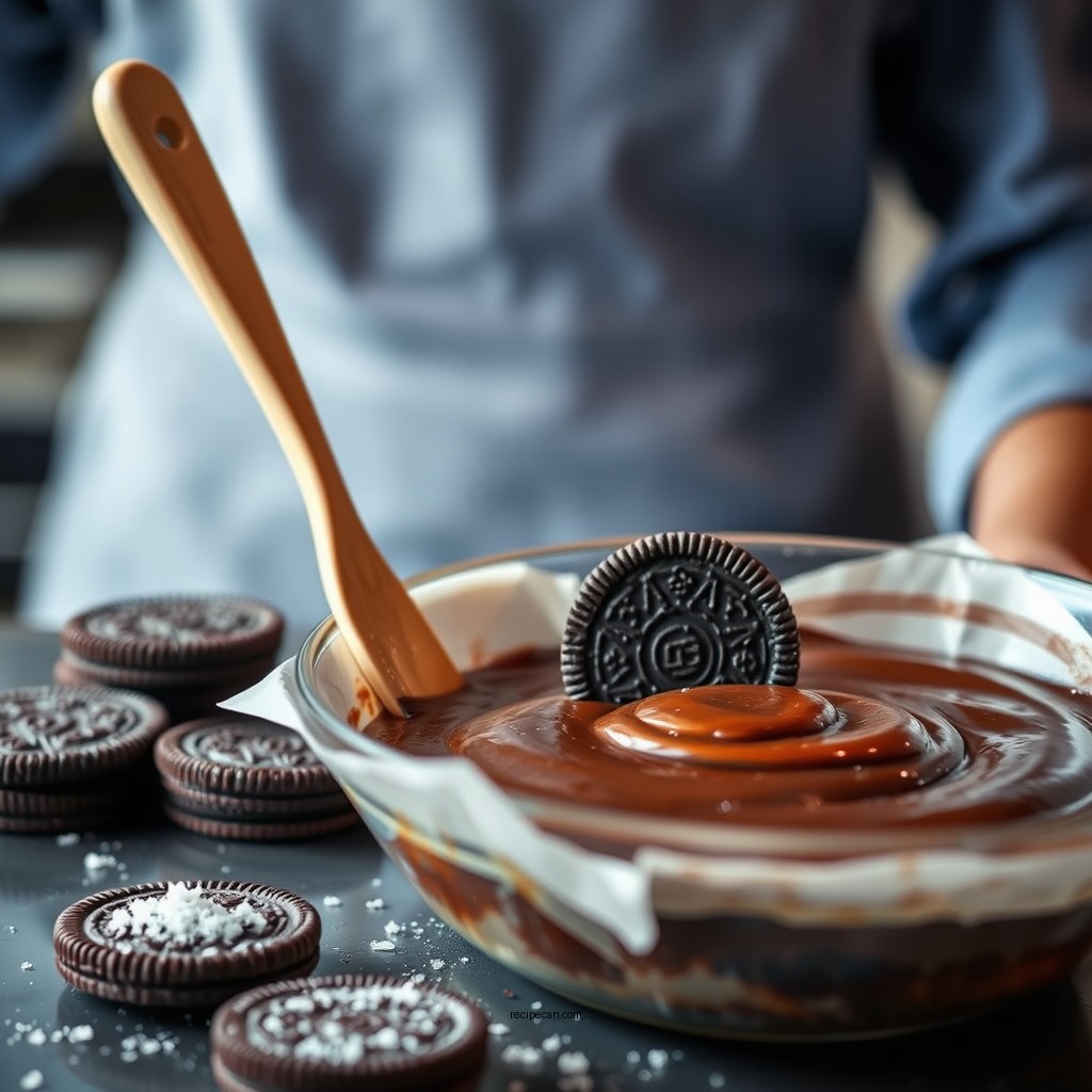 Preparing the Brownie Batter - oreo brownie recipe