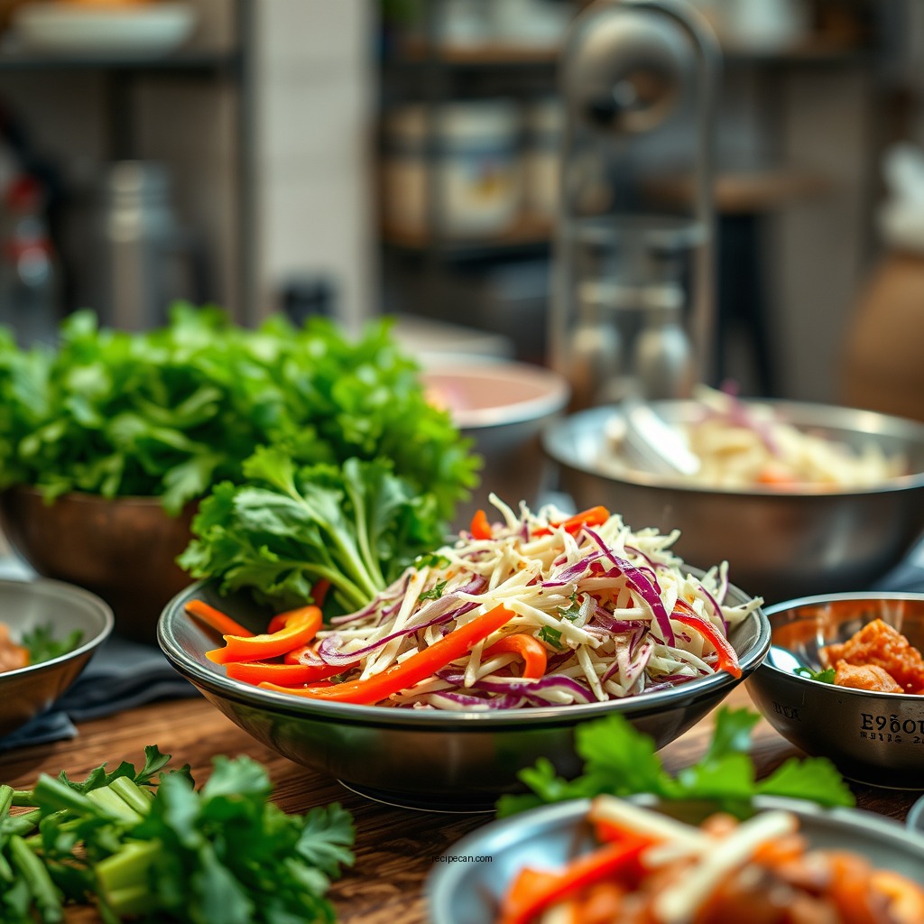 Preparing the Vegetables - oriental coleslaw recipe