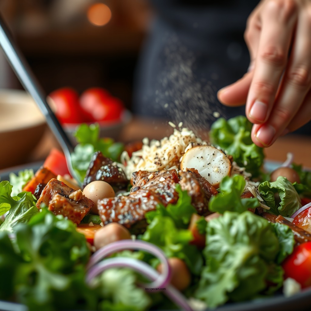 Assembling the Salad - outback steak salad recipe