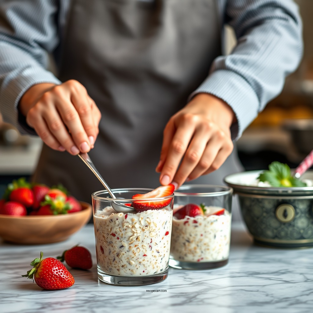 Preparation Steps - overnight oats recipe strawberry