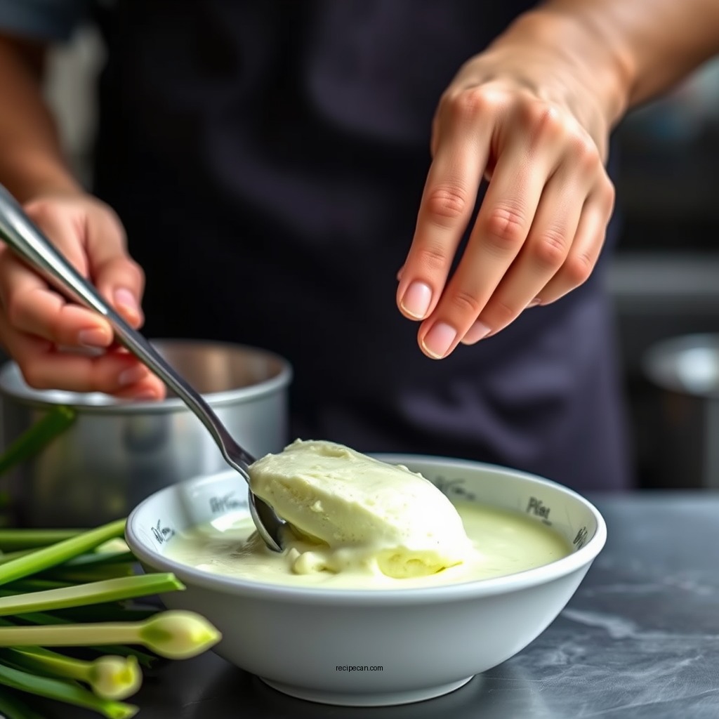 Preparing the Pandan Base - pandan ice cream recipe