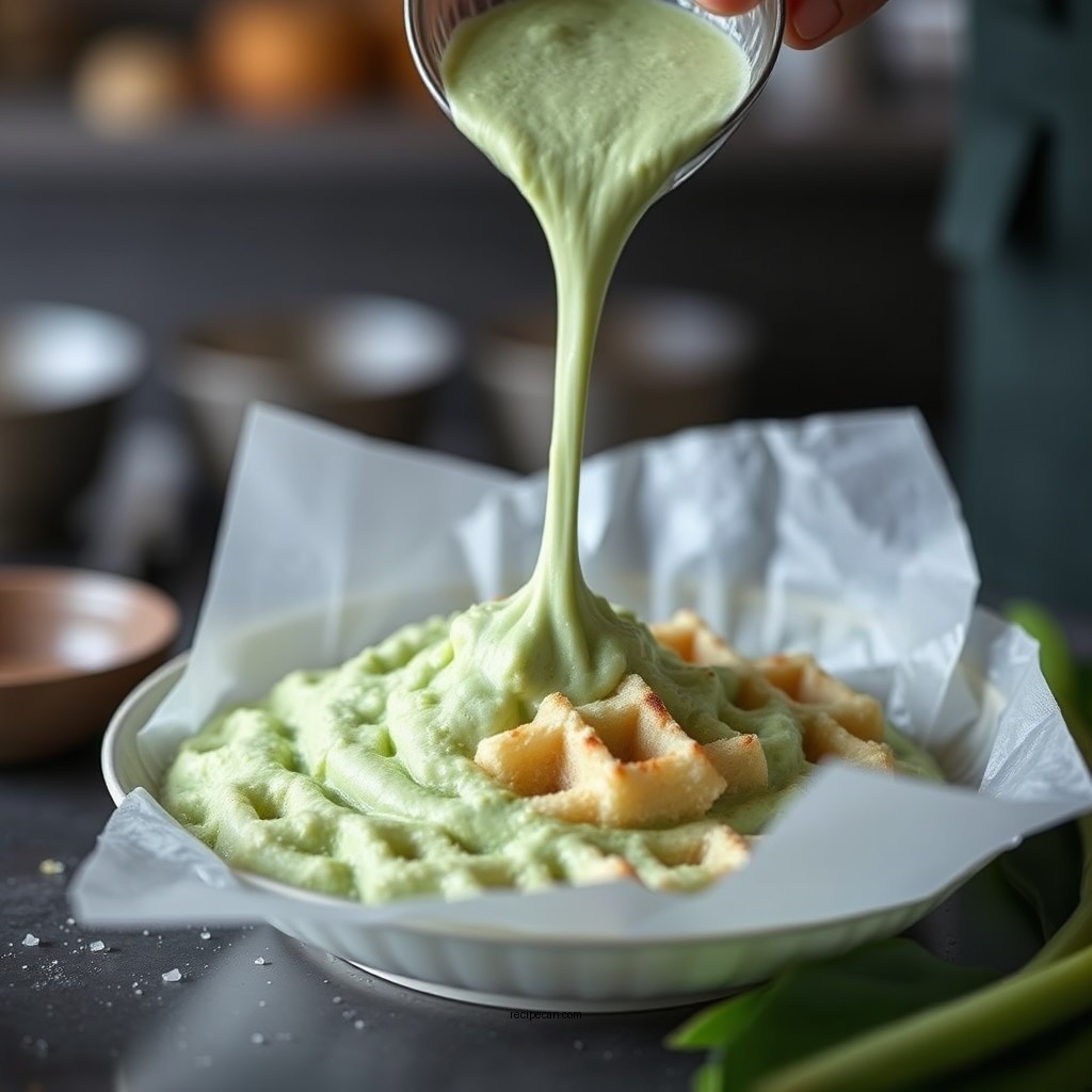 Preparing the Pandan Mixture - pandan waffles recipe