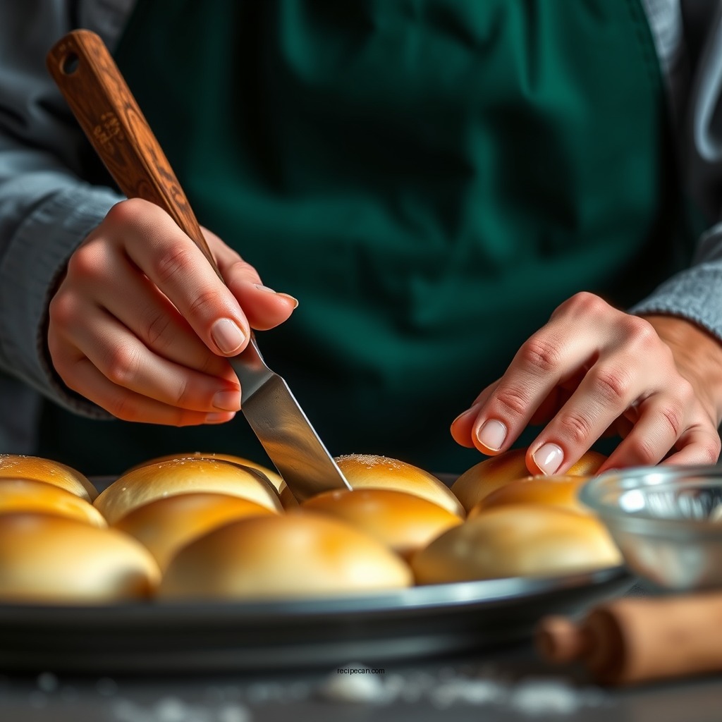 Shaping the Rolls - parker house rolls recipe