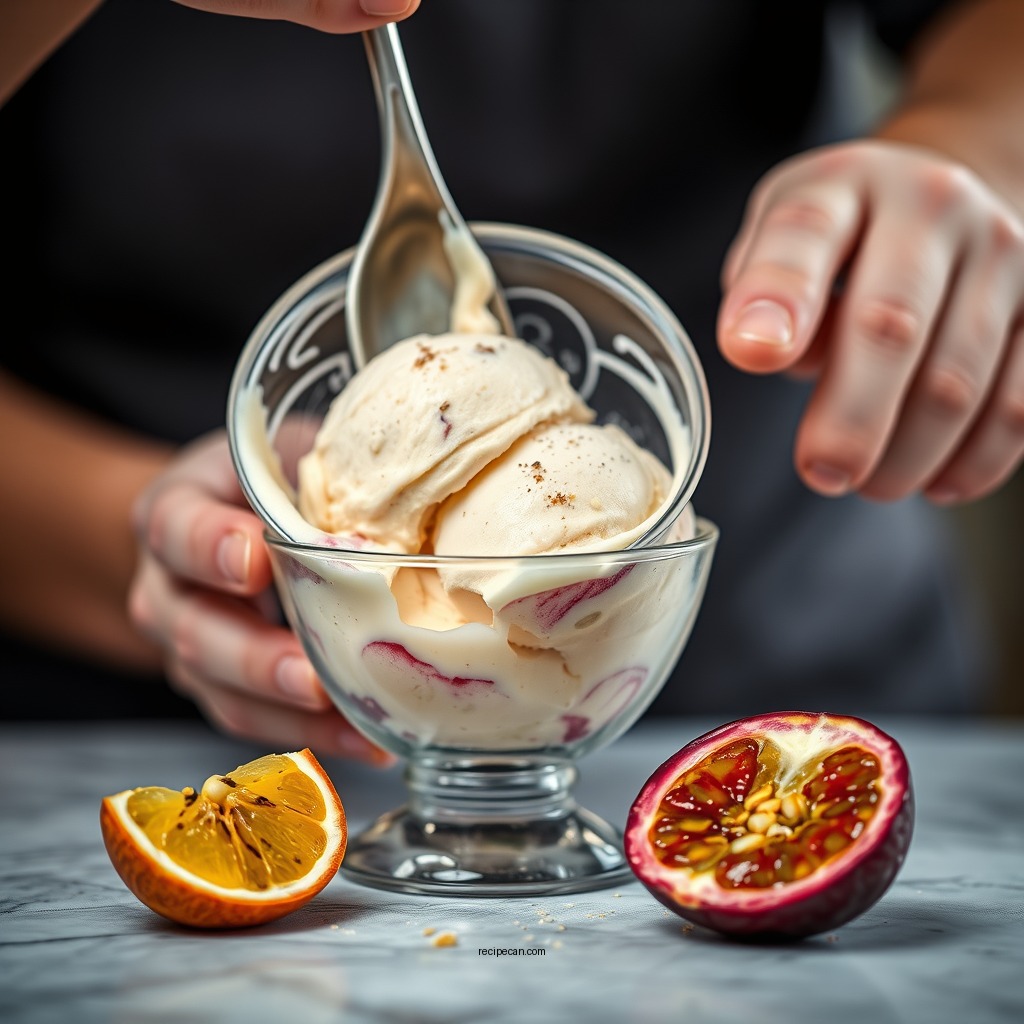 Mixing the Ice Cream Mixture - passionfruit ice cream recipe