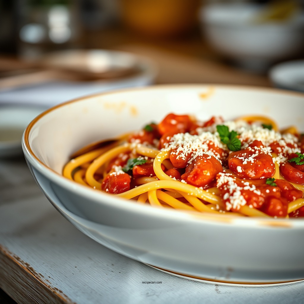 Cooking the Pasta - pasta in sauce recipe