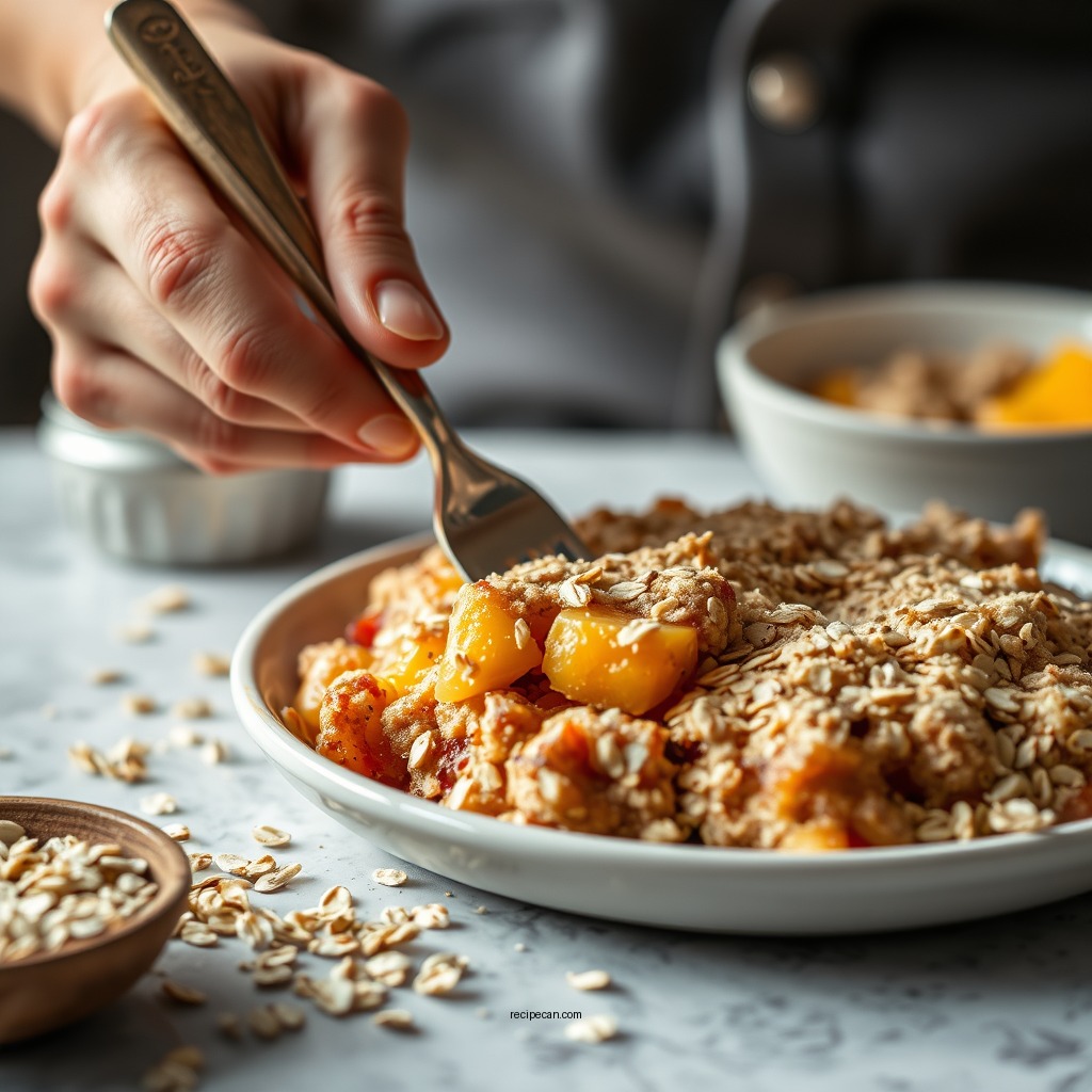 Making the Oat Topping - peach cobbler recipe with oats