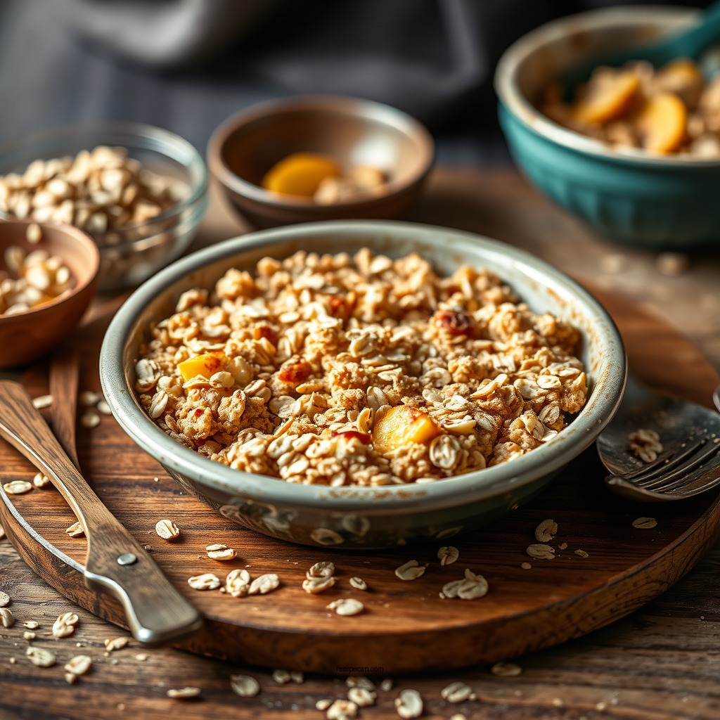 Making the Oat Topping - peach crisp recipe with oats