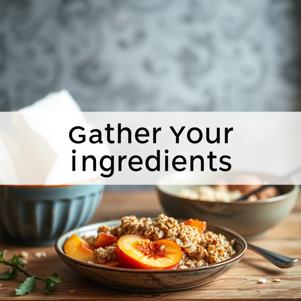 Gather Your Ingredients - peach crumble recipe with oats