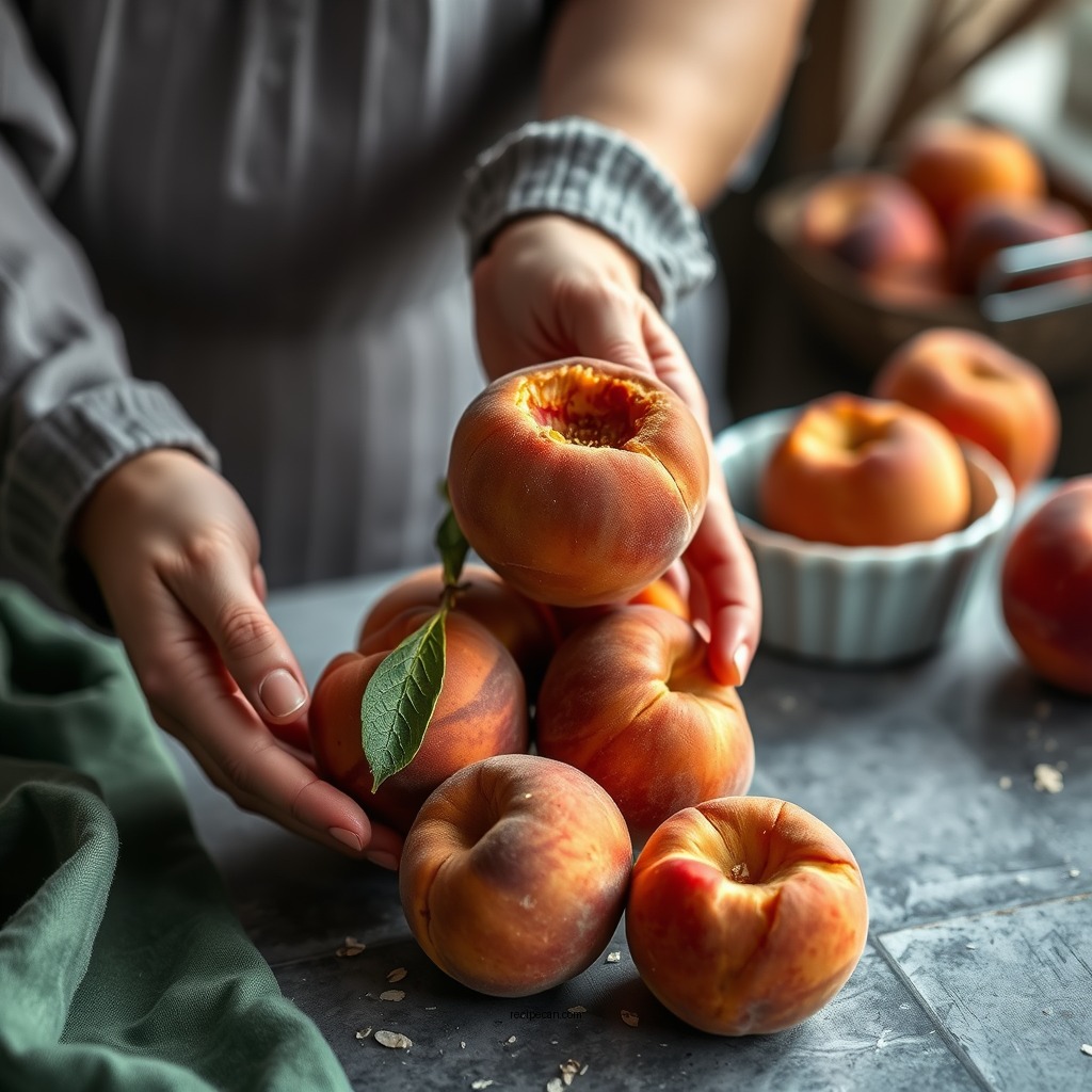 Prepare the Peaches - peach crumble recipe with oats