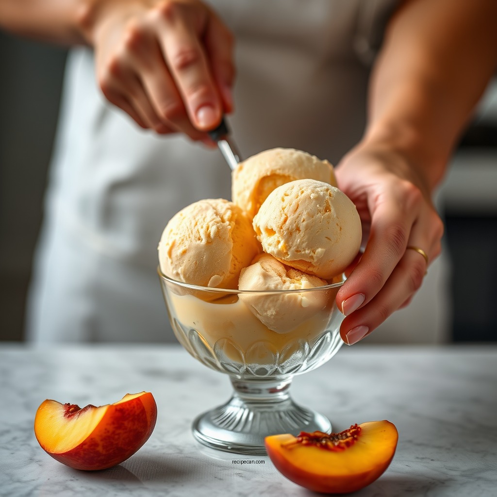 Preparing the Peaches - peach ice cream recipe for cuisinart