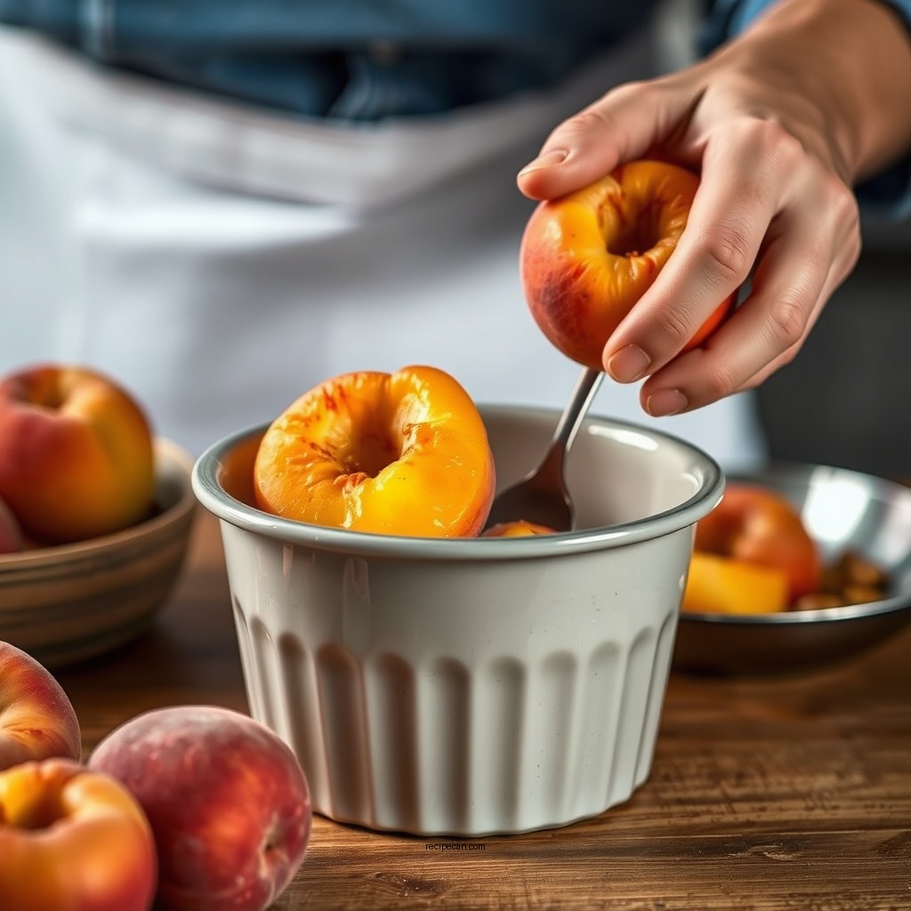 Preparing the Peaches - peach pie filling recipe