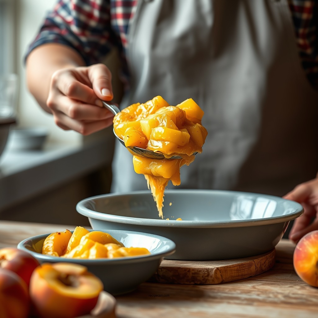 Preparing the Peach Filling - peach pie recipe with fresh peaches