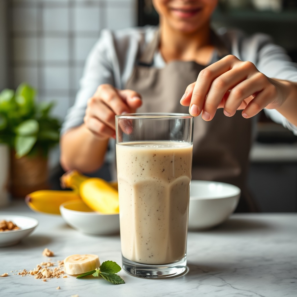 Step-by-Step Preparation - peanut butter and banana smoothie recipe