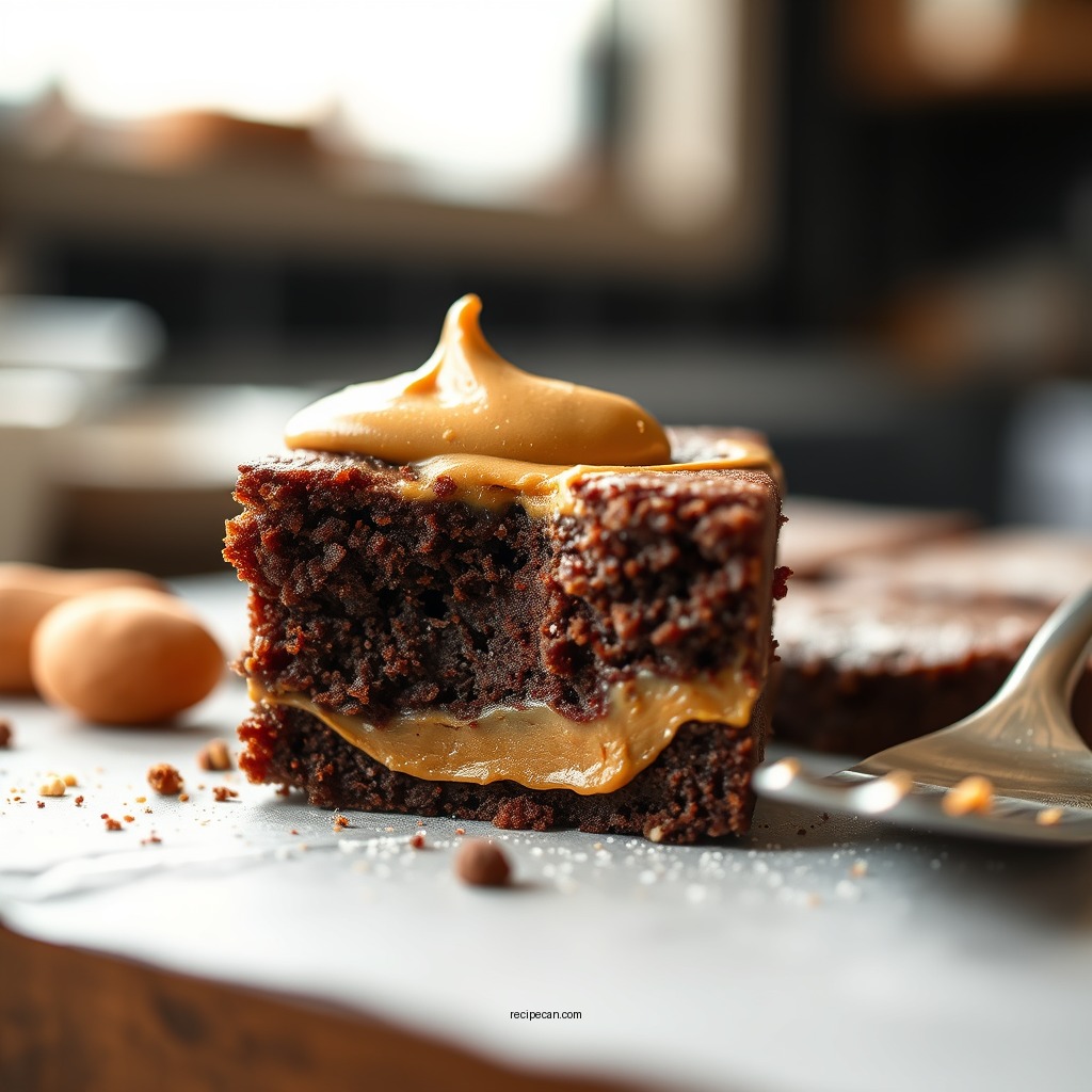 Swirling the Peanut Butter - peanut butter brownies recipe