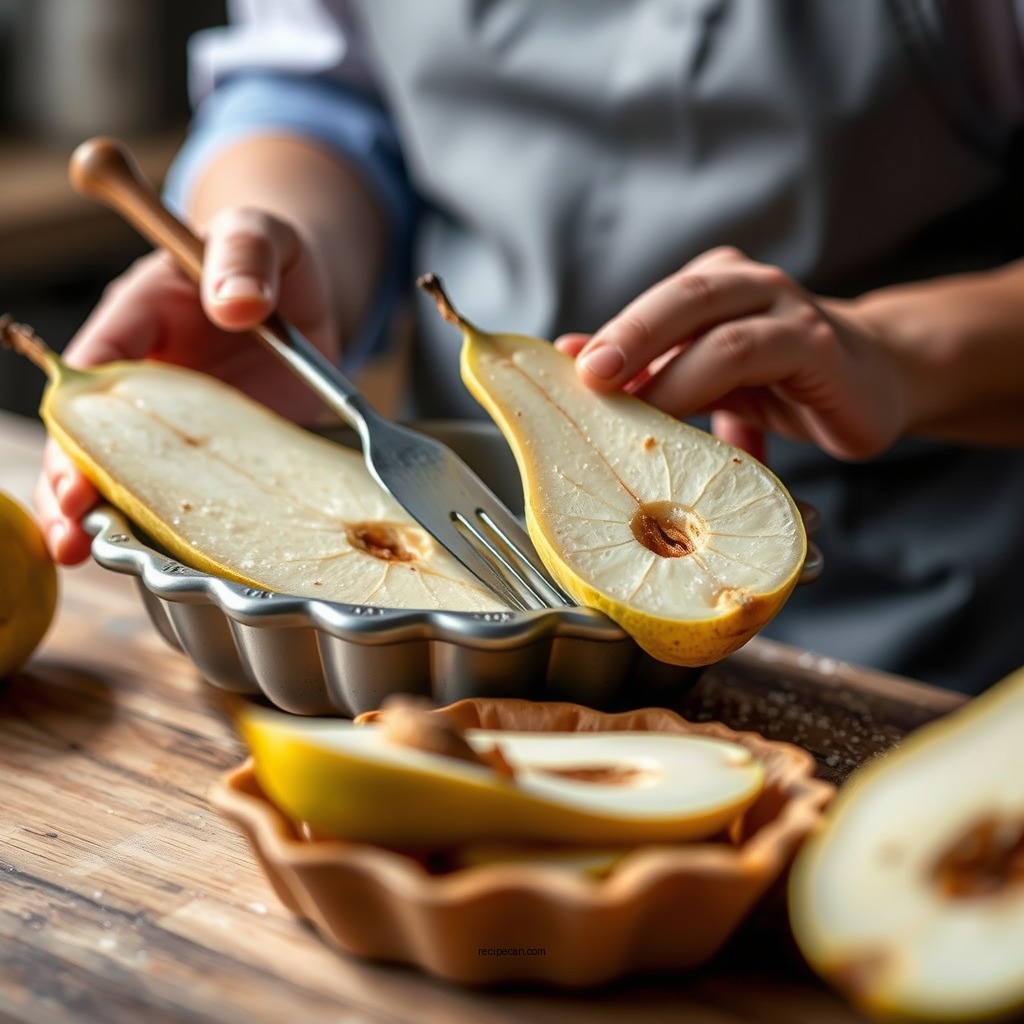 Making the Pear Filling - pear pie recipe