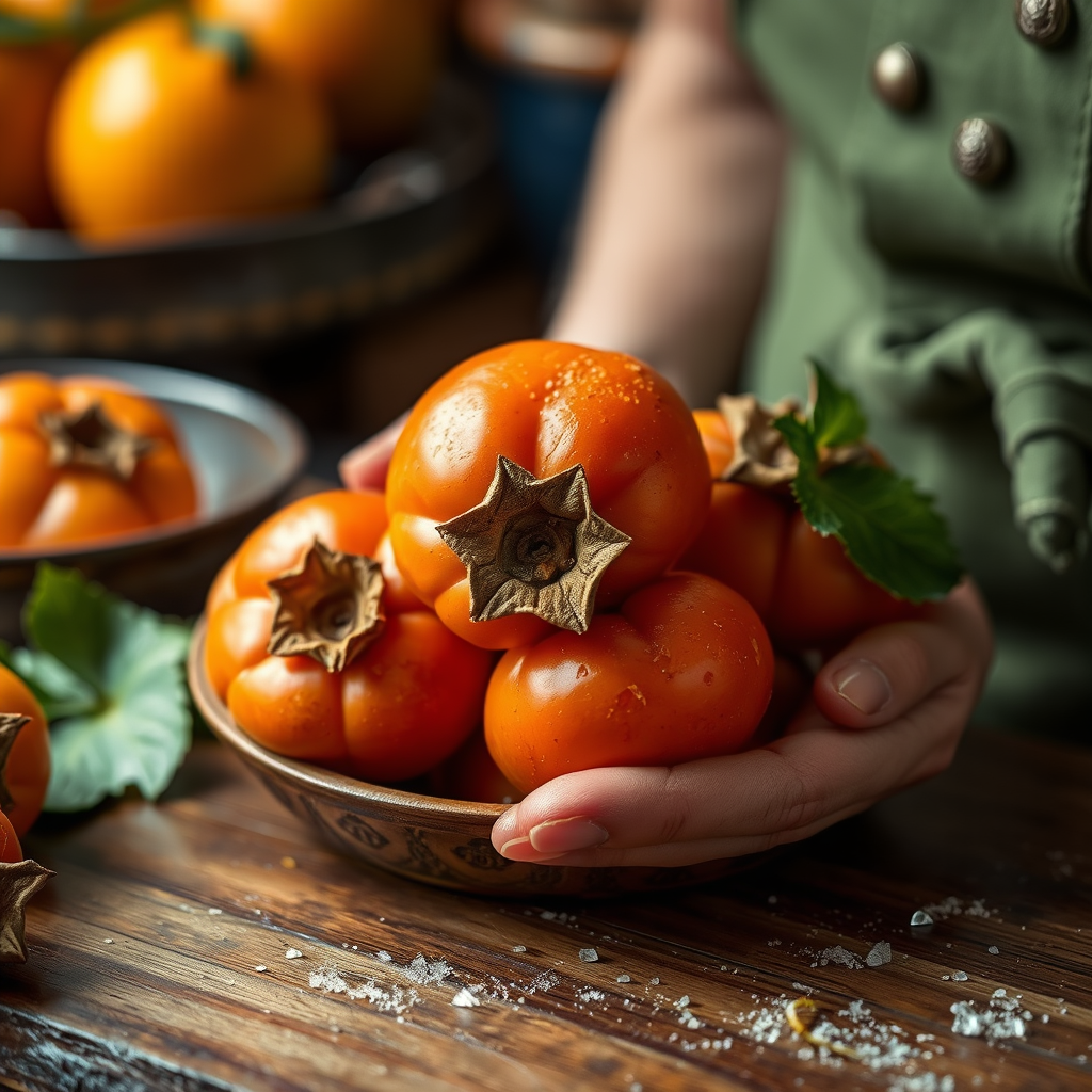 Preparing the Persimmons - persimmon cookie recipe
